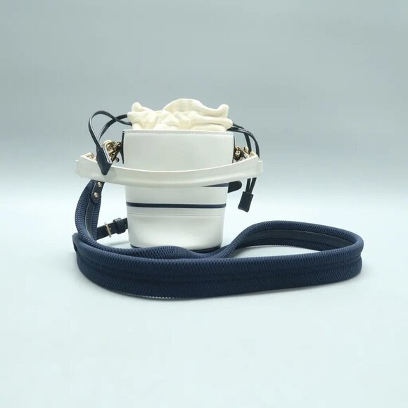 DIOR Dior Vibe Bucket White Leather Satchel 986-122224 - Picture 2 of 10